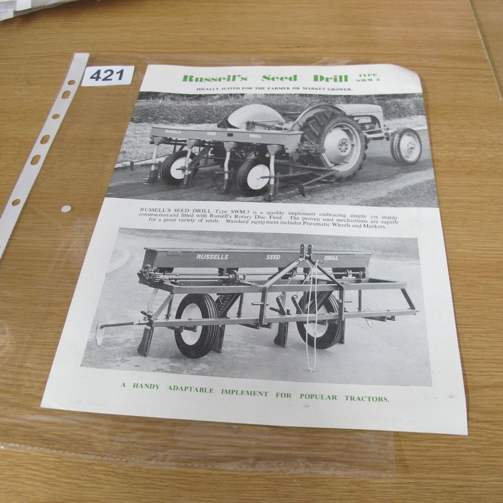 Lot 421: A Russell's Seed Drill Type SWM.3 Advertising Leaflet