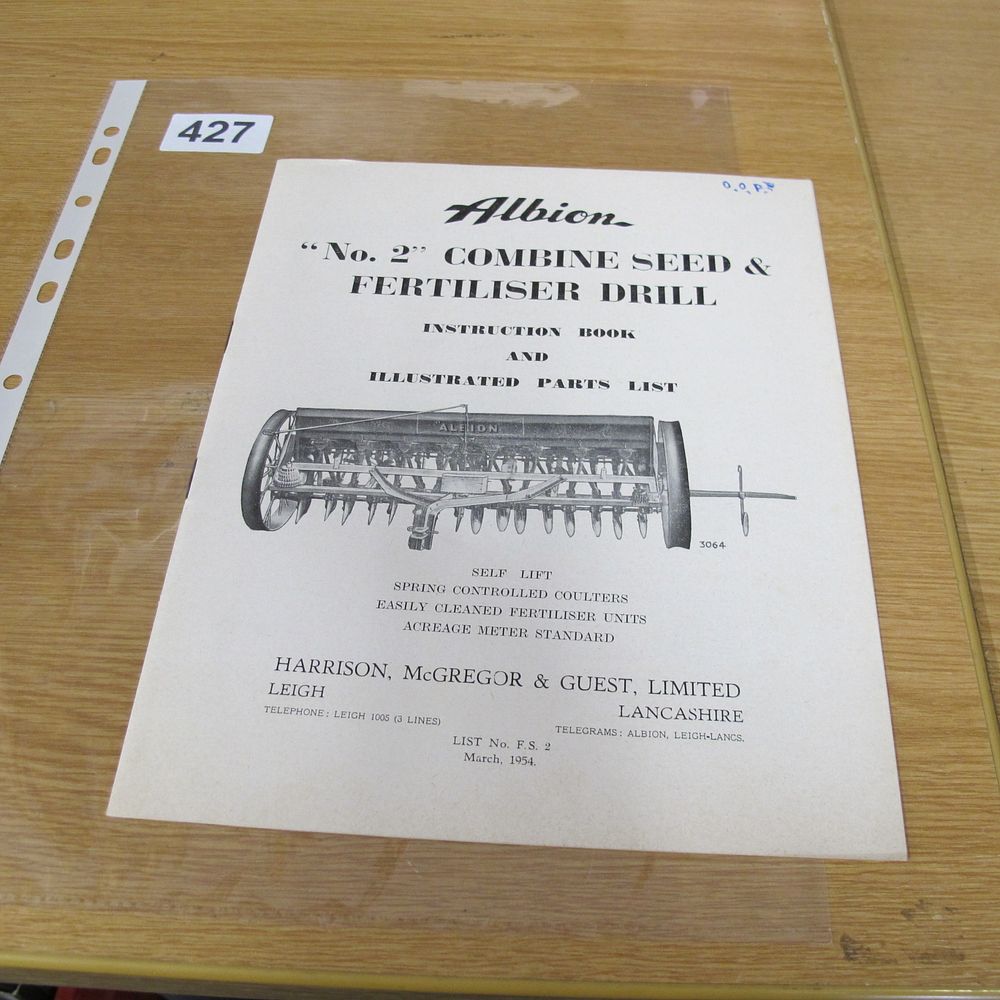 Lot 427: Albion No. 2 Combine Seed and Fertiliser Drill...