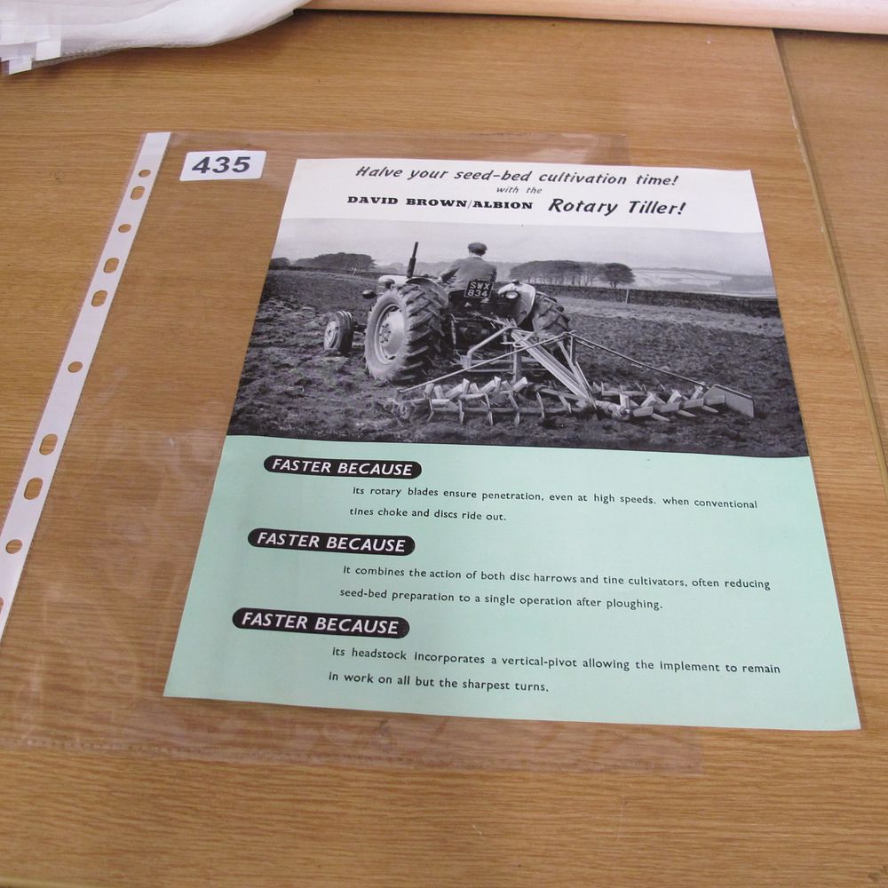 Lot 435: A David Brown/Albion Rotary Tiller Promotional Sales Flyer