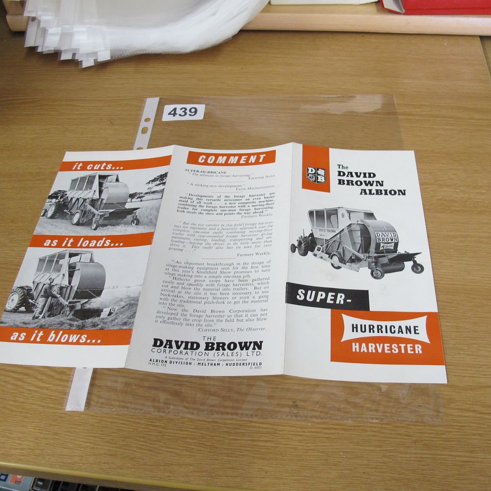 Lot 439: A David Brown Albion Super-Hurricane Harvester Sales Brochure
