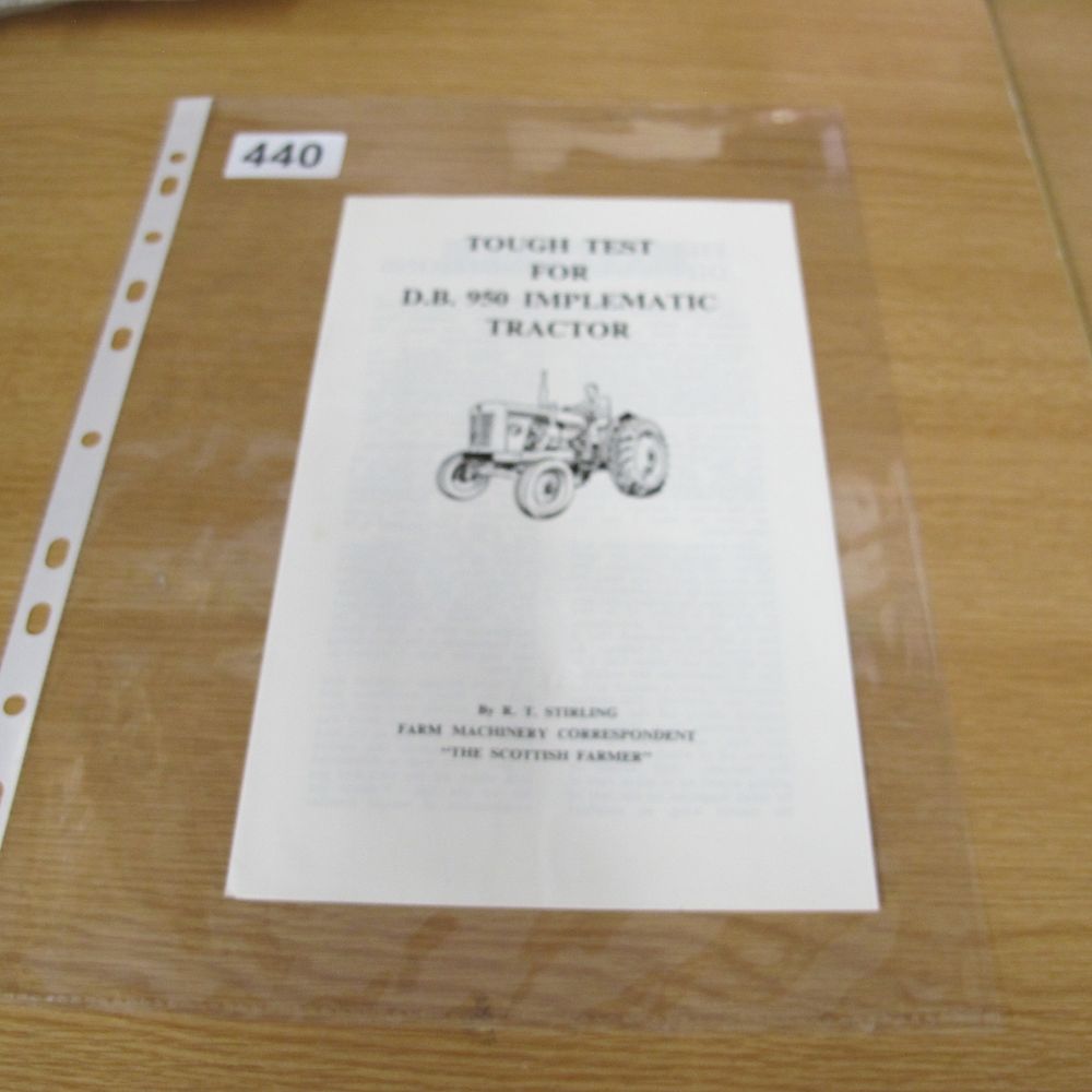 Lot 440: David Brown 950 Implematic Tractor Agricultural Test Report...