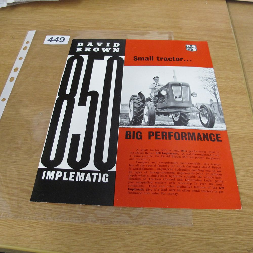 Lot 449: David Brown 850 Implematic Vintage Tractor Brochure