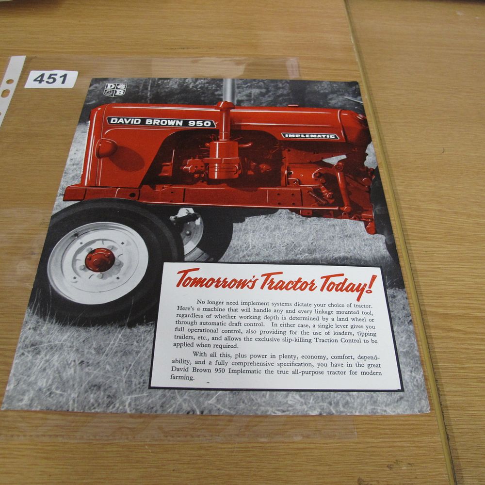 Lot 451: Vintage David Brown 950 Implematic Tractor Advertising Brochure