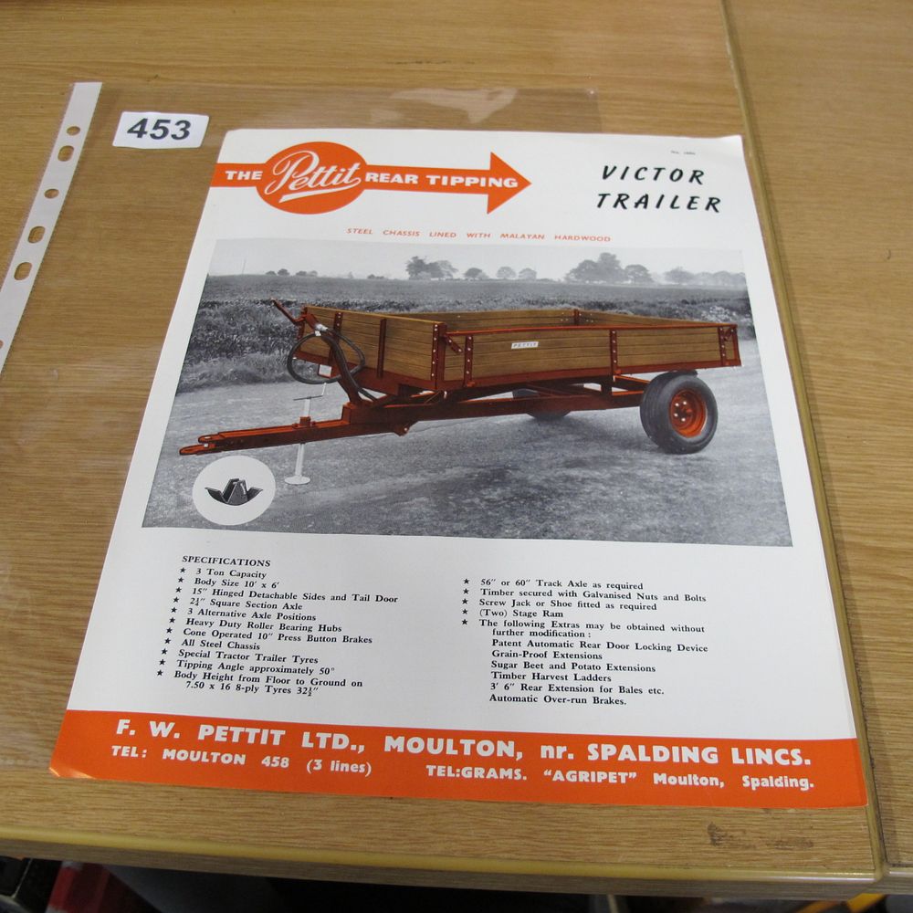 Lot 453: F. W. Pettit Ltd Victor Trailer Advertising Brochure