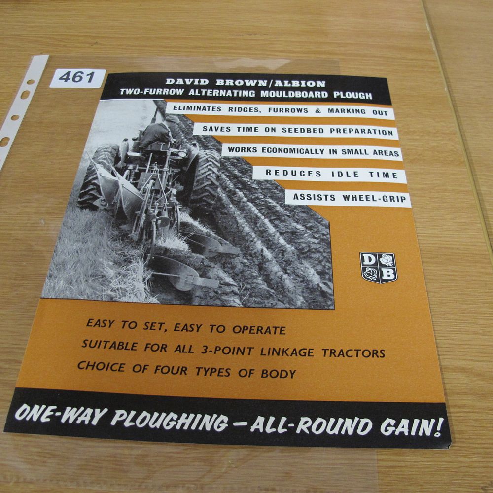 Lot 461: A David Brown/Albion Two-Furrow Alternating Mouldboard Plough Sales...
