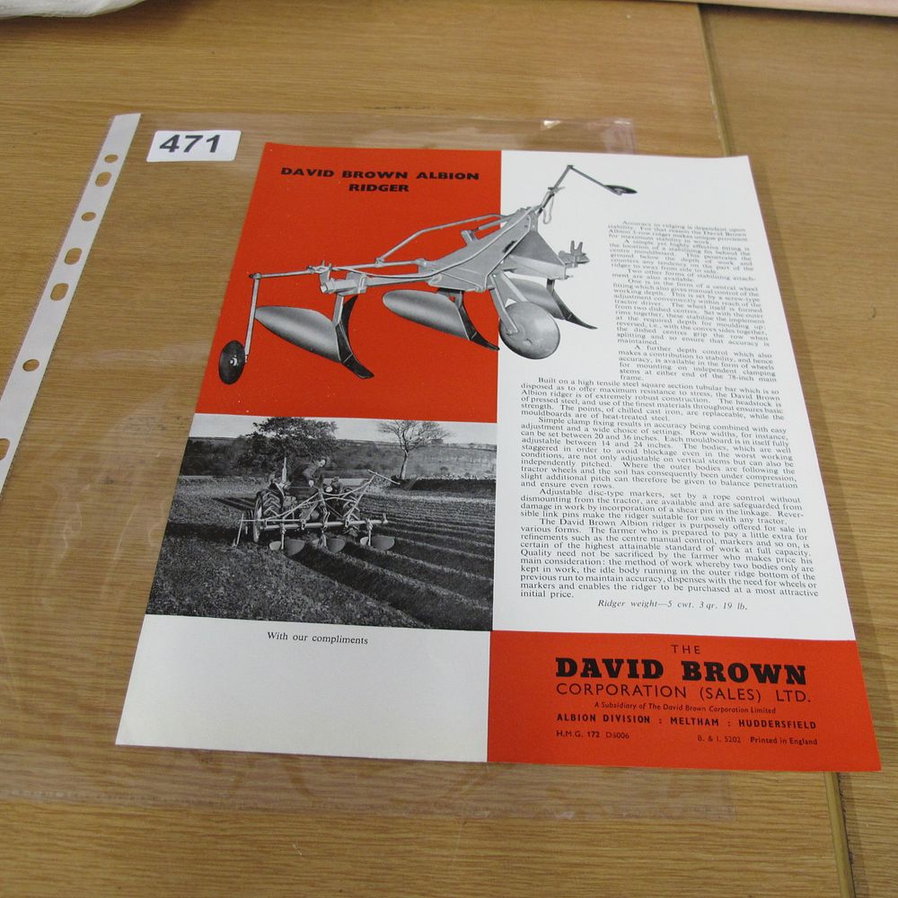 Lot 471: A David Brown Albion Ridger Sales Brochure