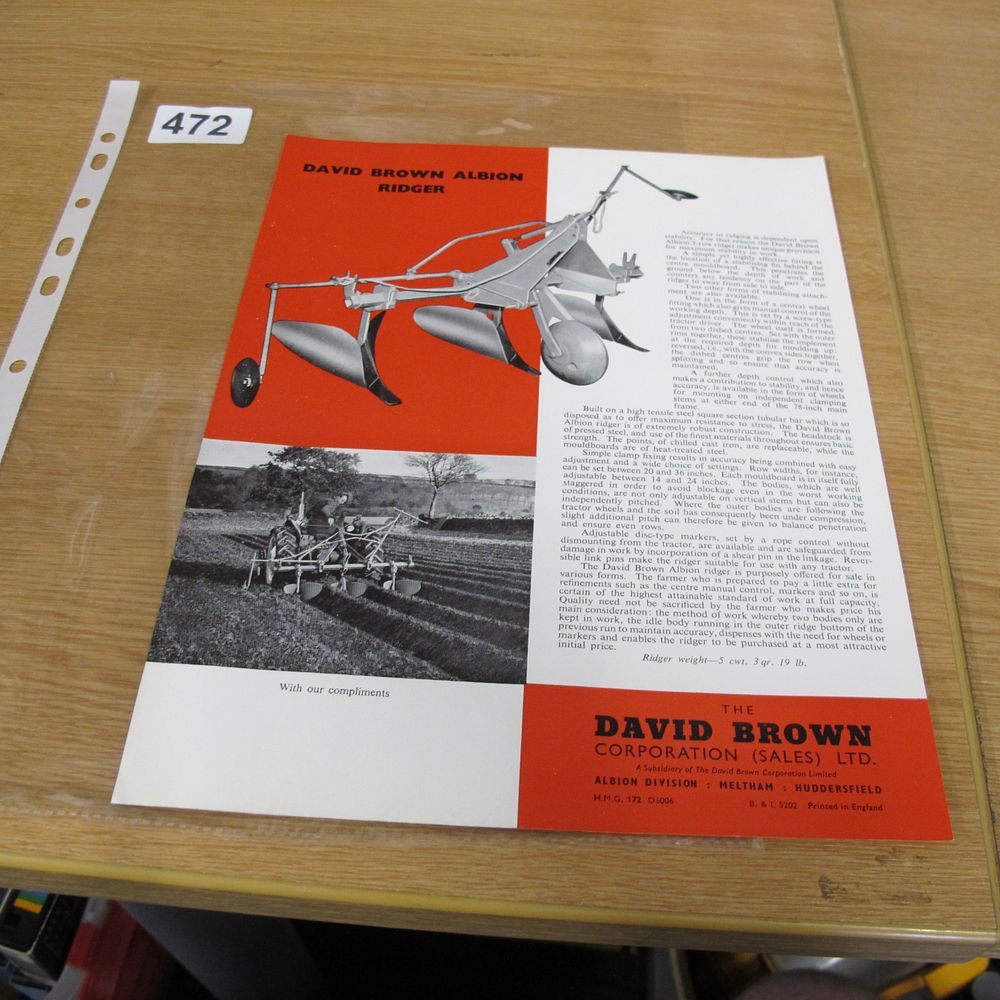 Lot 472: A David Brown Albion Ridger Sales Brochure