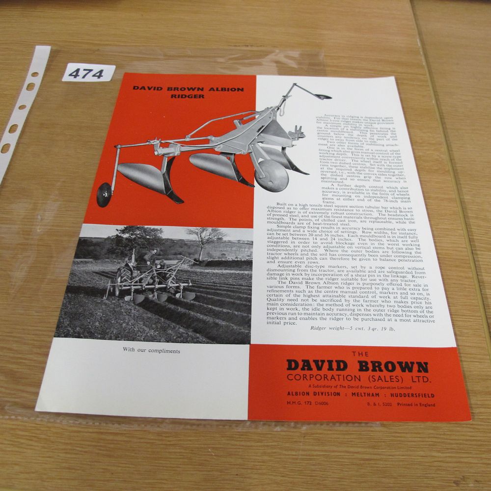 Lot 474: A David Brown Albion Ridger Advertising Brochure