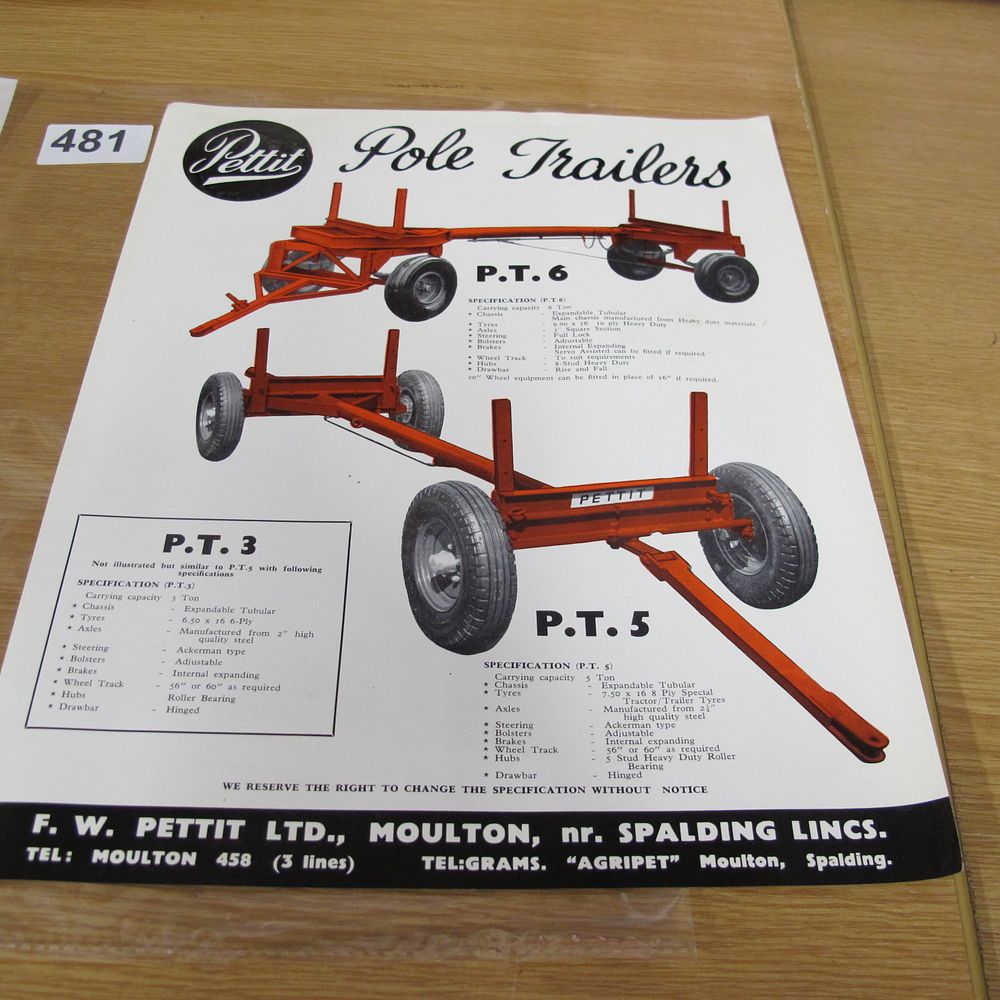 Lot 481: A vintage F. W. Pettit Ltd. Pole Trailers...