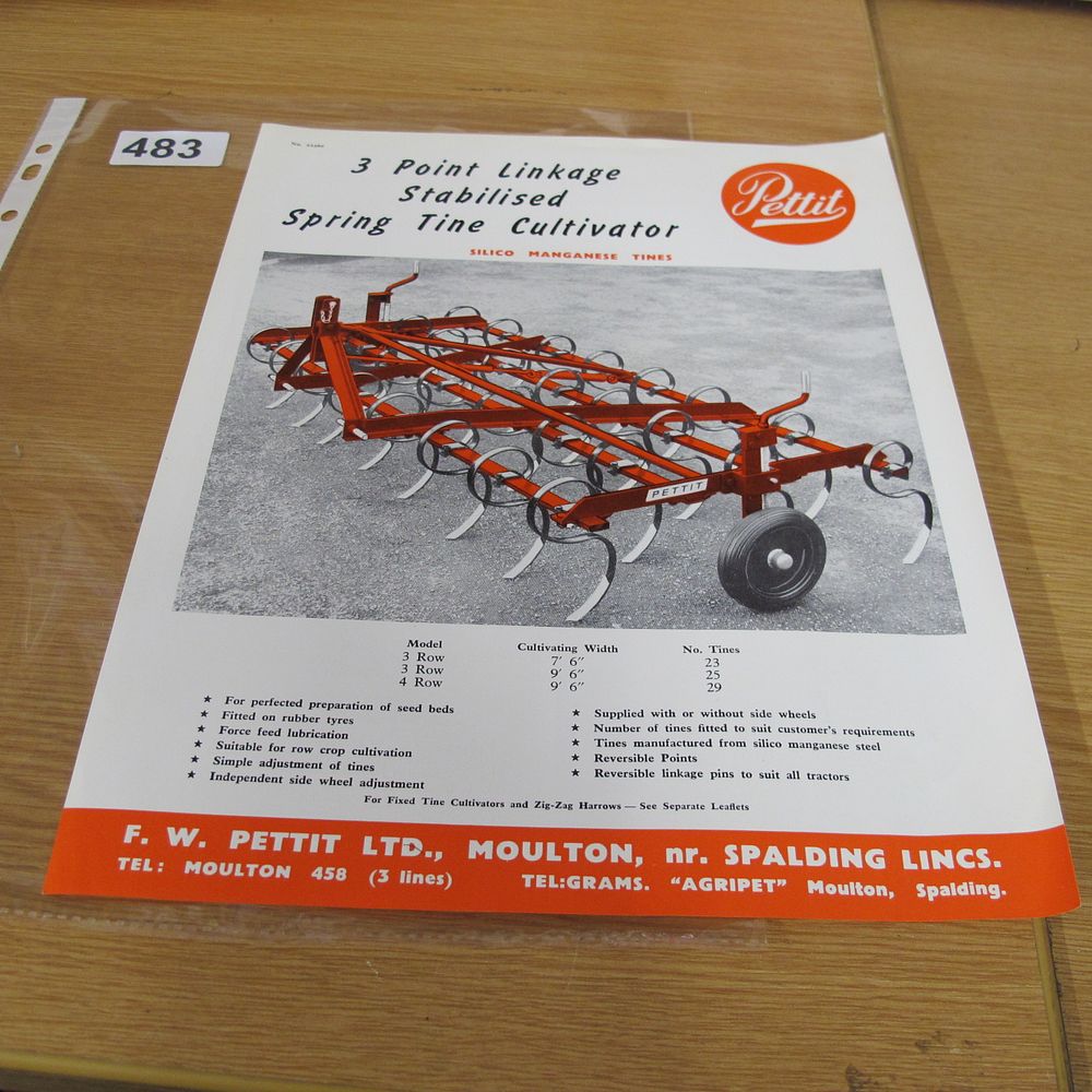 Lot 483: F.W. Pettit Ltd. Sales Leaflet for a 3...