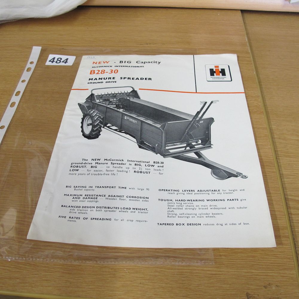 Lot 484: A 1959 International Harvester McCormick B28-30 Manure Spreader...
