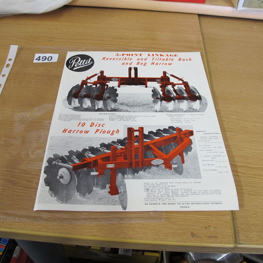 Lot 490: A Vintage Pettit Agricultural Machinery Advertising Brochure