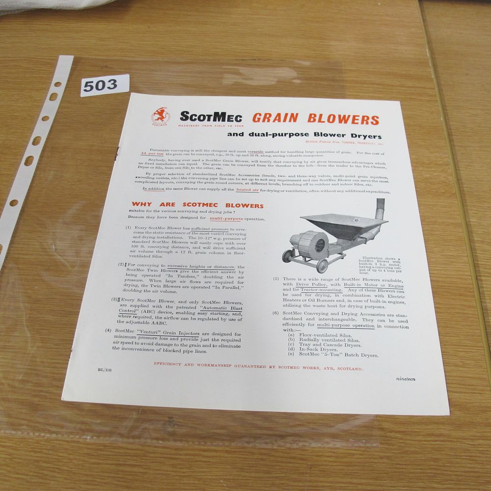 Lot 503: A Mid-20th Century ScotMec Grain Blower and Blower...