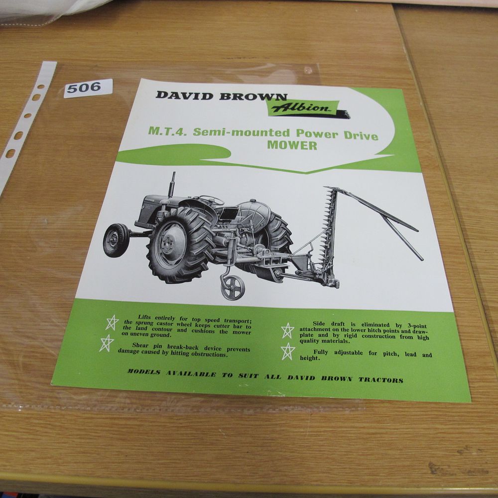Lot 506: David Brown Albion M.T.4. Semi-mounted Power Drive Mower...