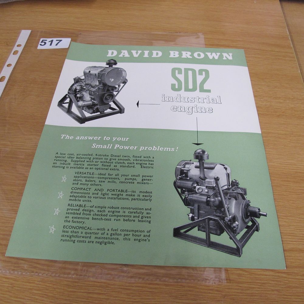 Lot 517: A Vintage David Brown SD2 Industrial Engine Advertising...