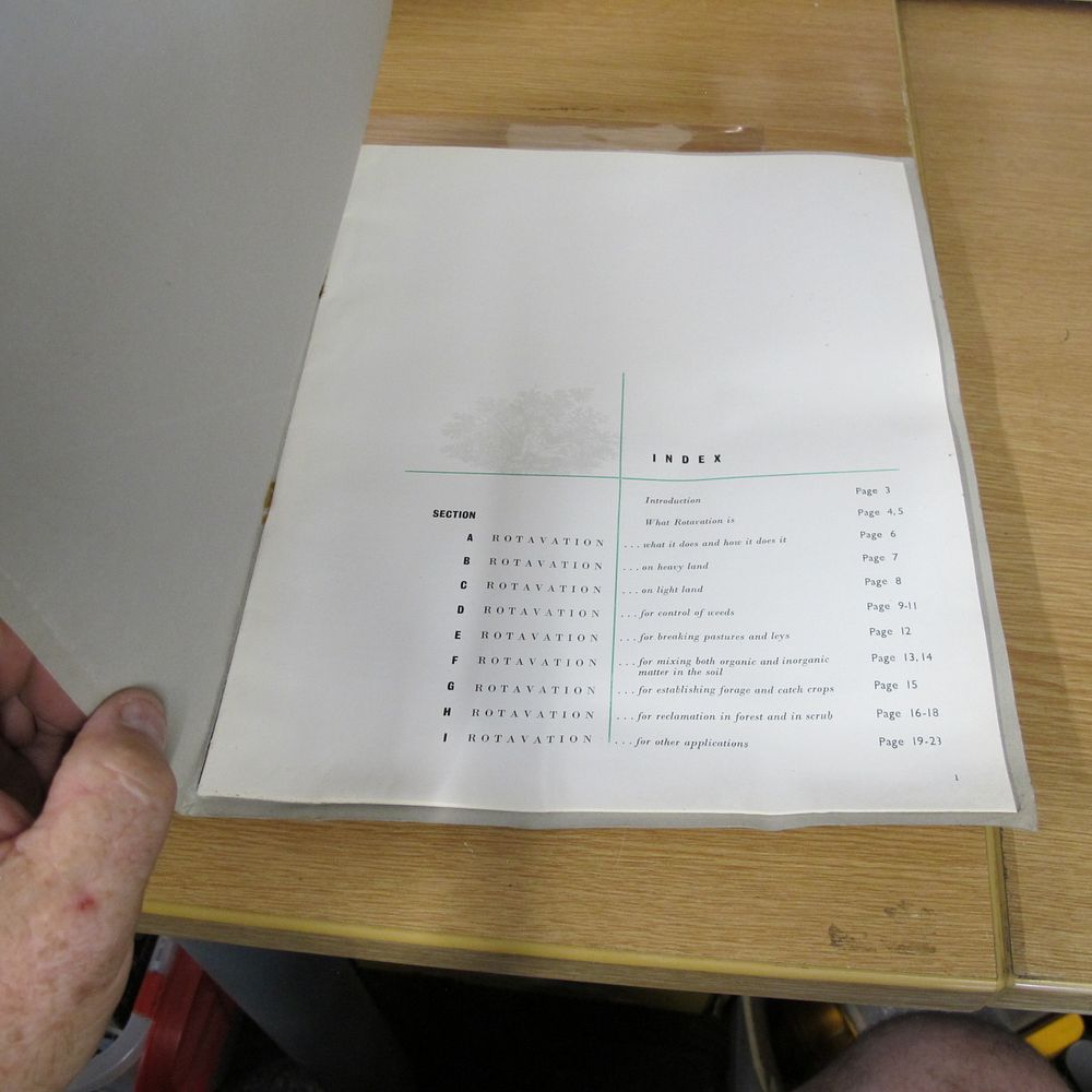 Lot 519: An Index Page from a Rotavation Agricultural Manual