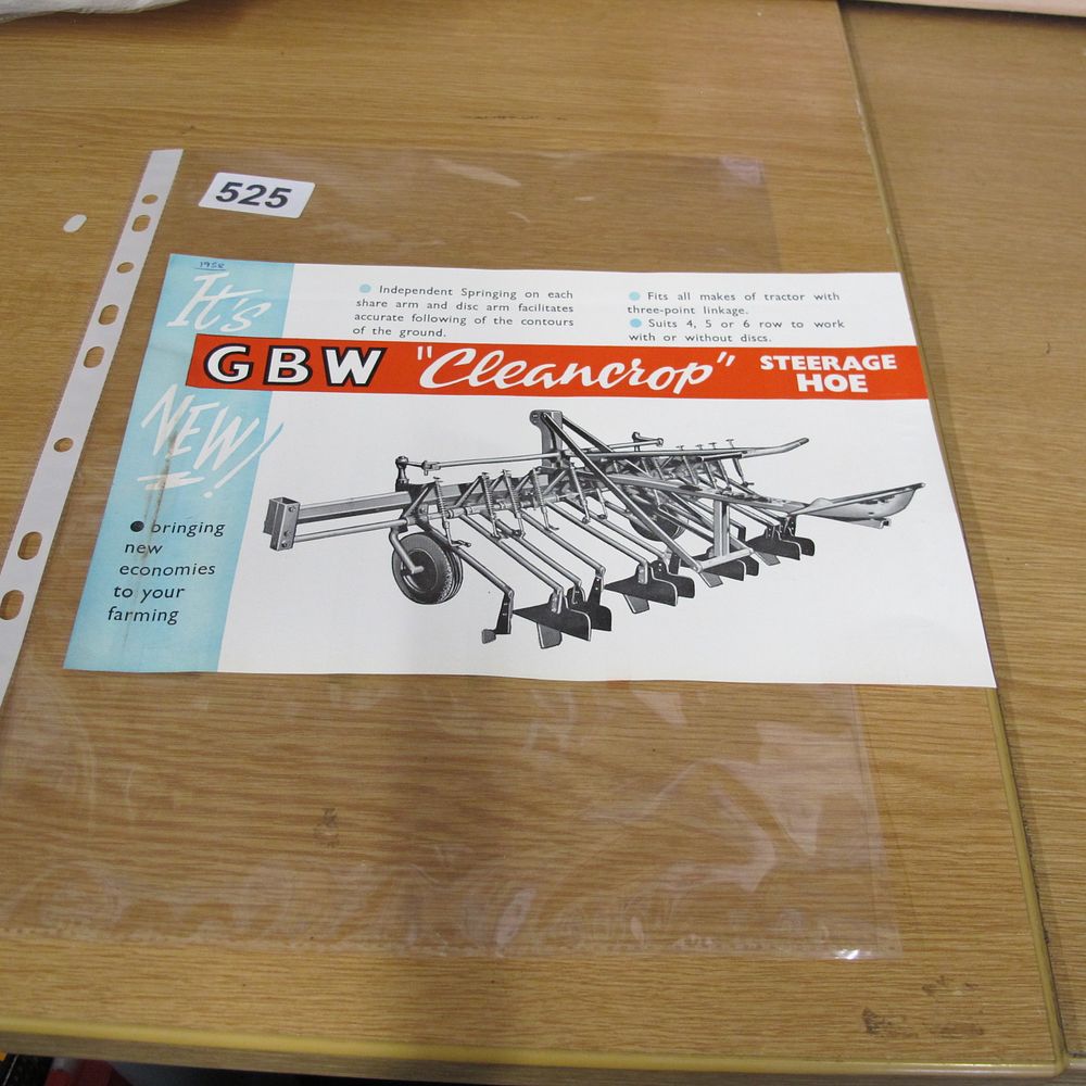 Lot 525: A Vintage GBW Cleancrop Steerage Hoe Advertising Brochure...