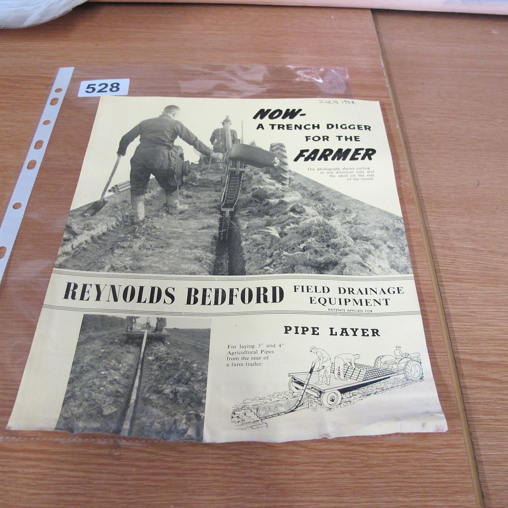 Lot 528: A 1958 Reynolds Bedford Field Drainage Equipment Advertising...