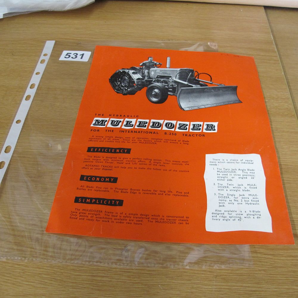 Lot 531: A Vintage Advertising Leaflet for The Hydraulic Muledozer...