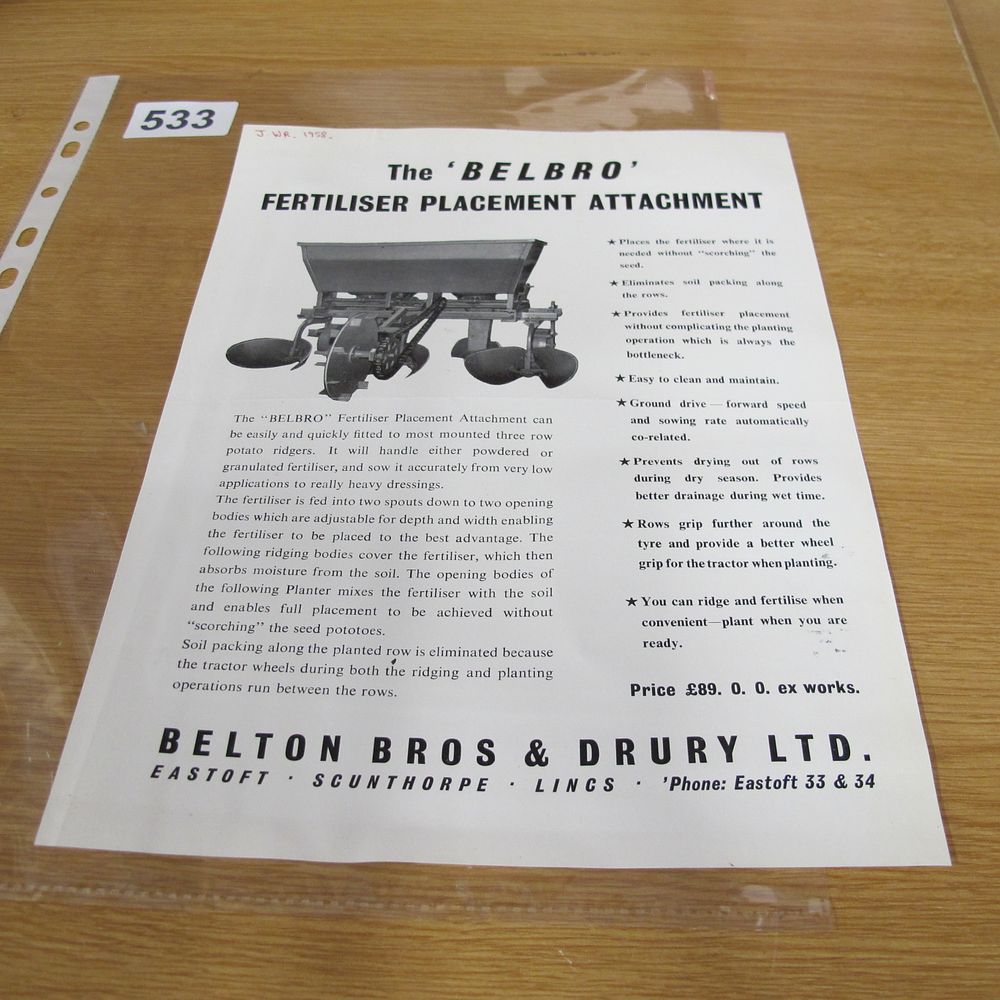 Lot 533: A 1958 Belton Bros and Drury Ltd Belbro...
