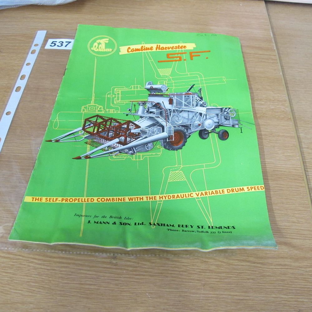 Lot 537: A Vintage Claas S.F. Combine Harvester Sales Brochure