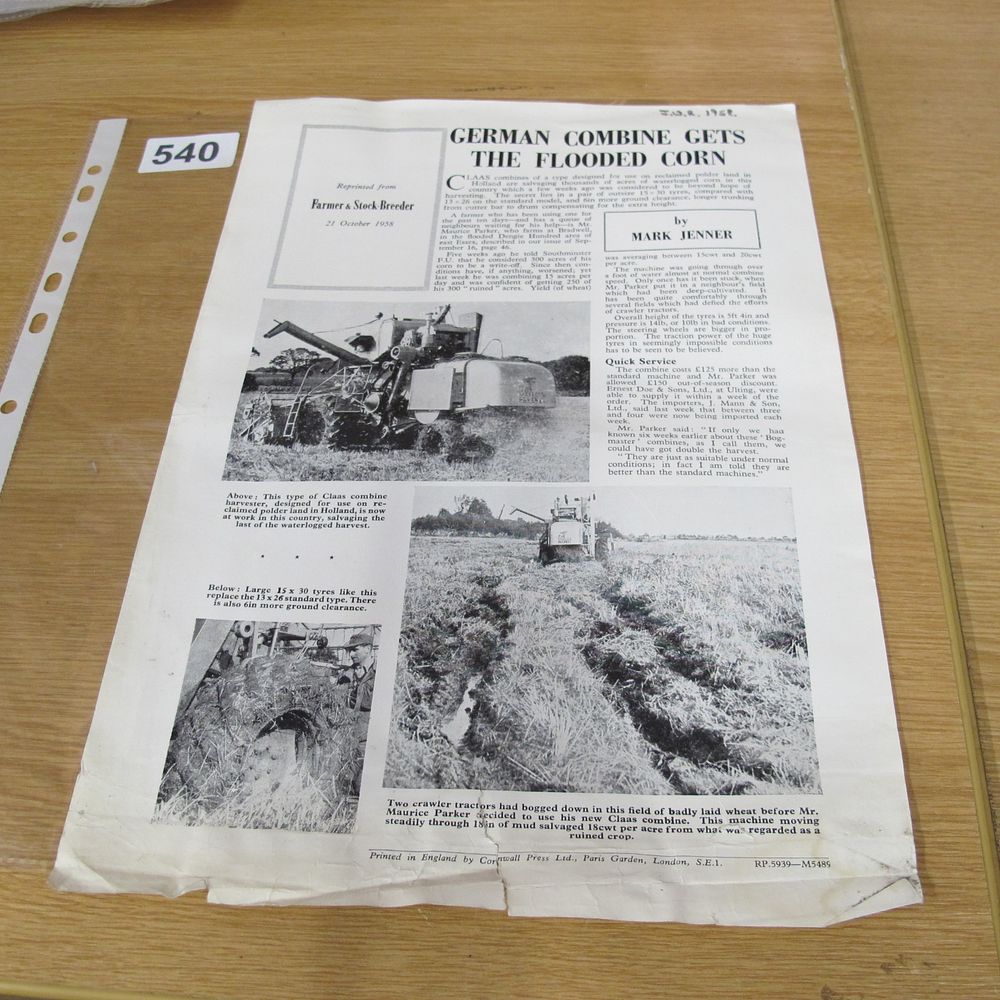 Lot 540: A 1958 Farmer & Stock-Breeder Reprint Article Featuring...