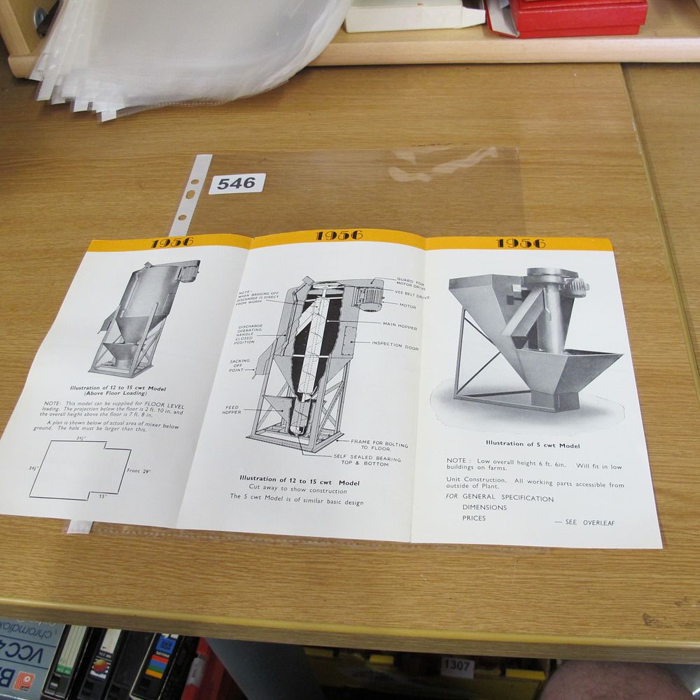 Lot 546: A 1956 Agricultural Feed Mixer Equipment Brochure