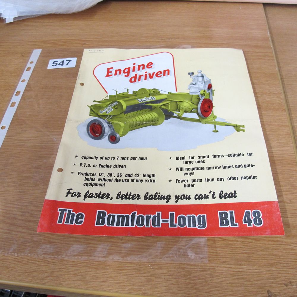 Lot 547: A Vintage Bamford-Long BL 48 Hay Baler Sales...