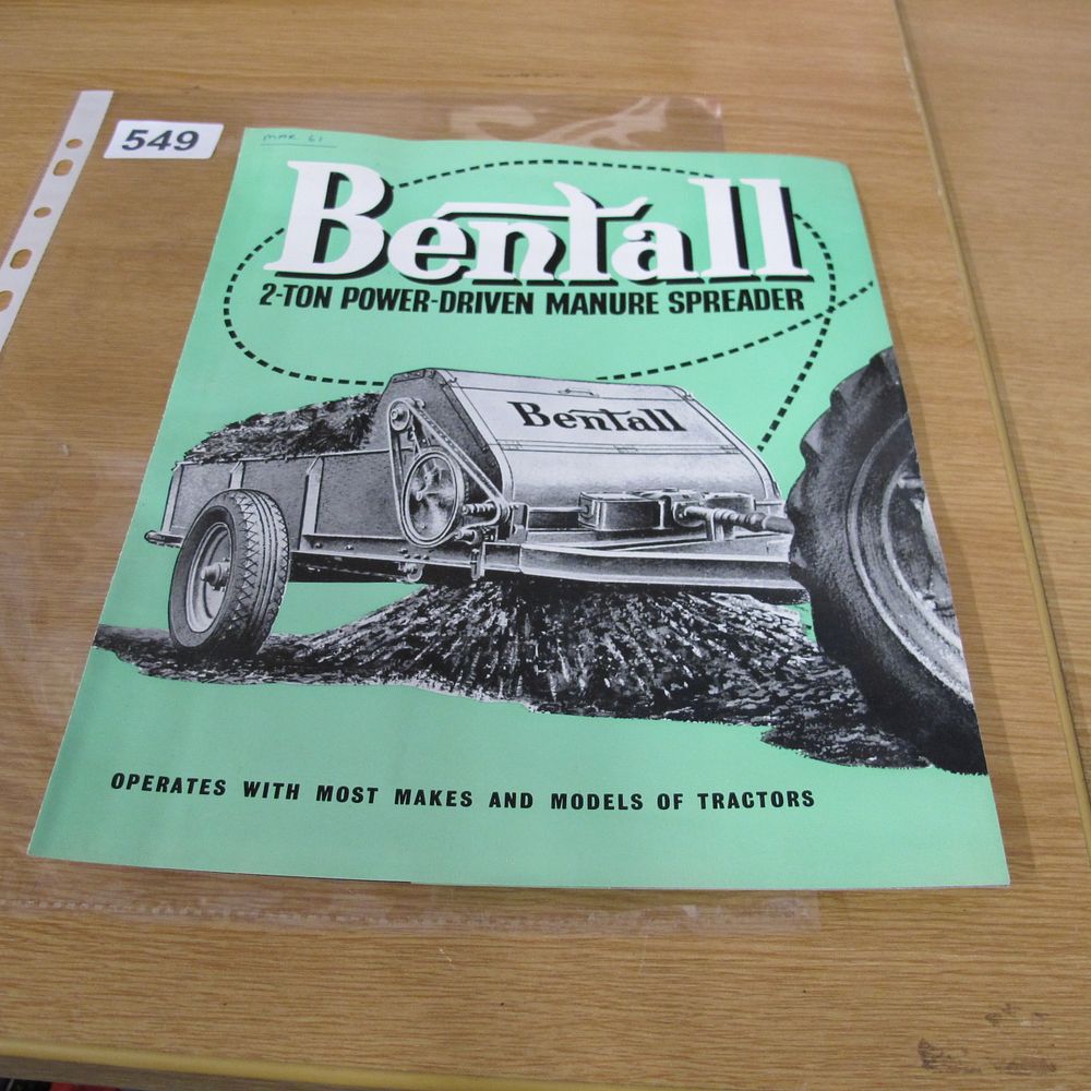 Lot 549: A Bentall 2-Ton Power-Driven Manure Spreader Advertising Brochure