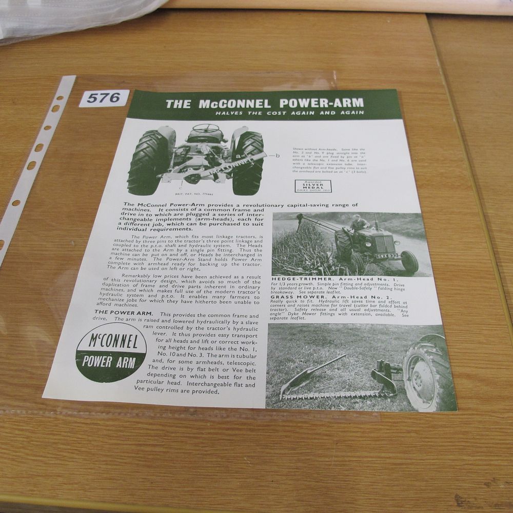 Lot 576: F.W. McConnel Ltd Power-Arm Agricultural Machinery Sales Leaflet