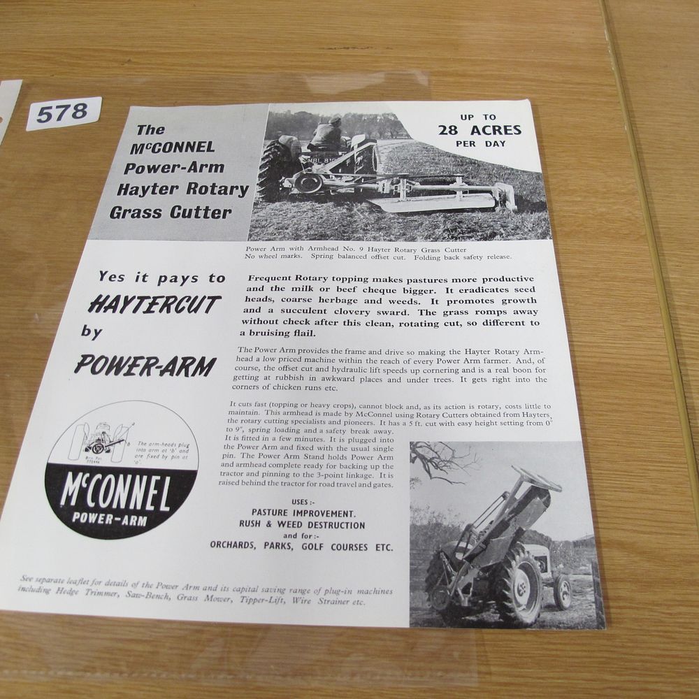 Lot 578: A McConnel Power-Arm Hayter Rotary Grass Cutter Advertising...