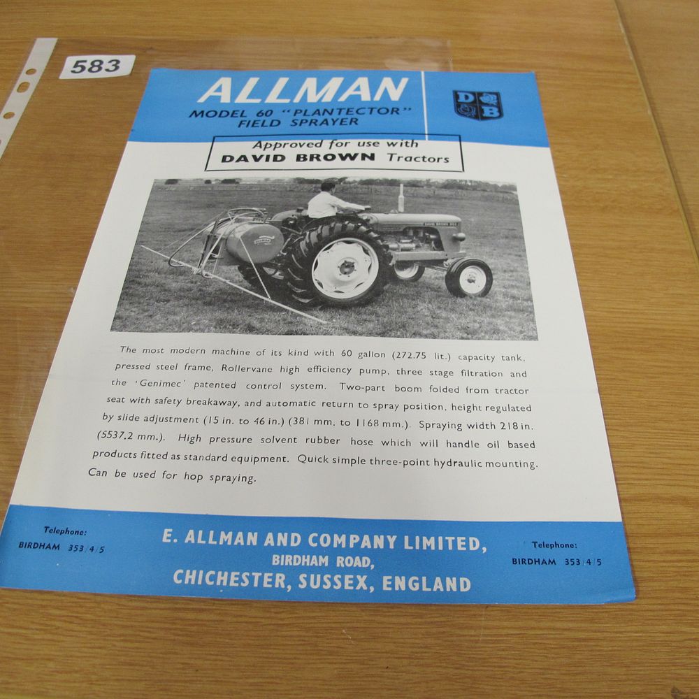 Lot 583: An Allman Model 60 Plantector Field Sprayer Advertising...