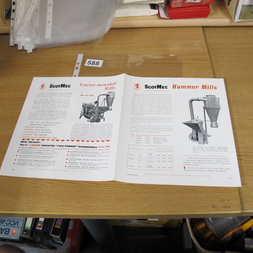 Lot 588: A ScotMec Tractor-mounted Hammer Mills Sales Brochure