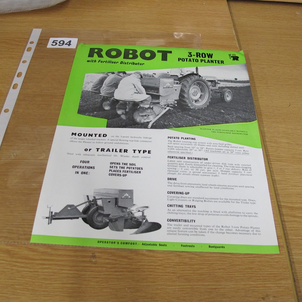 Lot 594: A Vintage Robot 3-Row Potato Planter and Fertiliser...