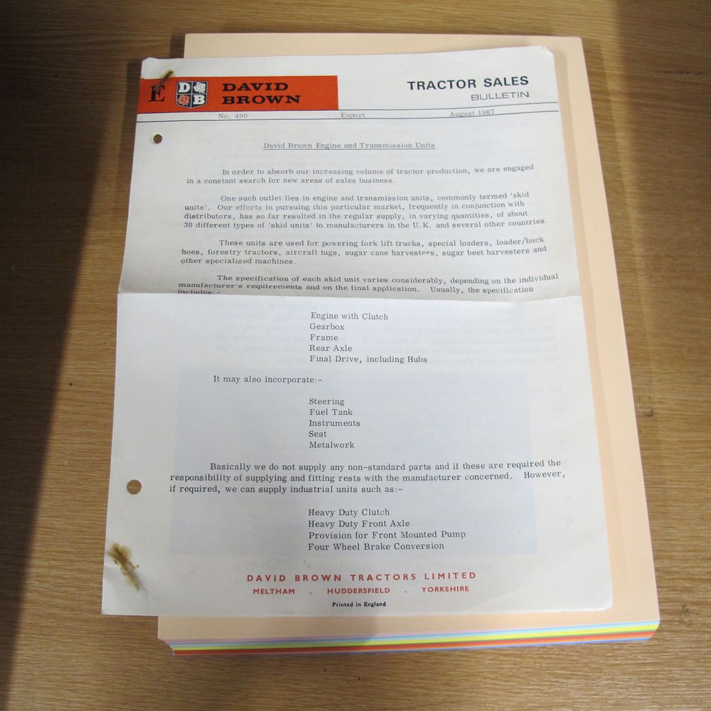 Lot 597: A David Brown Tractor Sales Bulletin No. 490,...