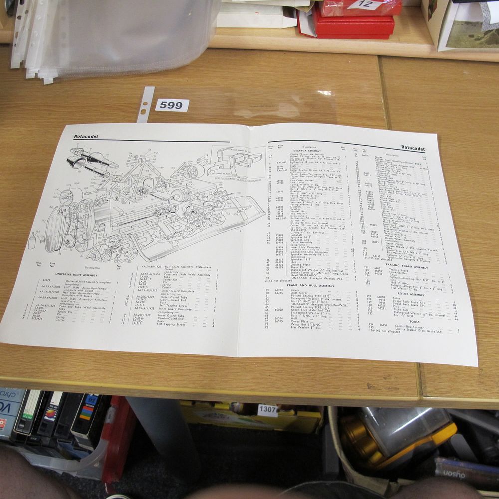 Lot 599: An Original Rotacadet Technical Manual and Illustrated Parts...