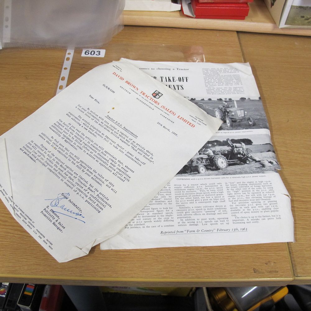 Lot 603: Two Items of David Brown Tractors (Sales) Limited...