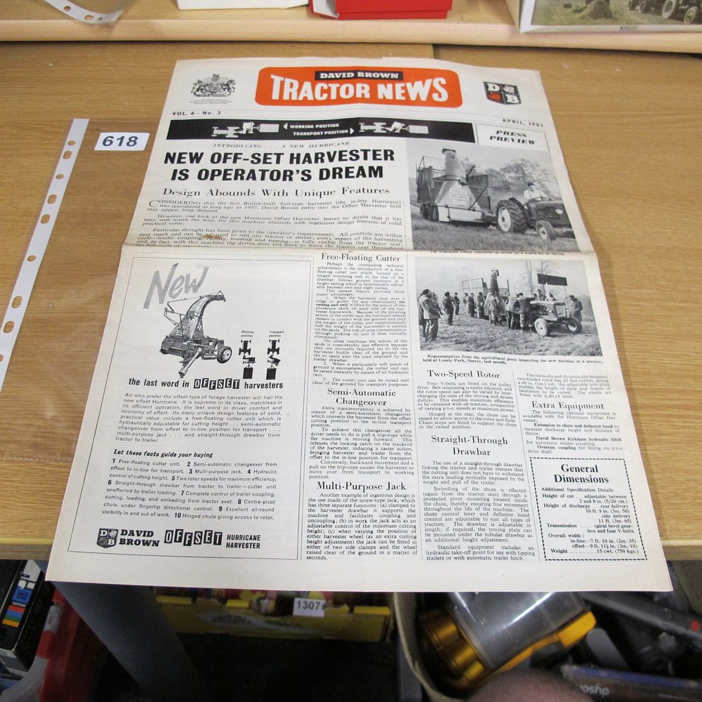 Lot 618: A 1961 David Brown Tractor News Promotional Newsletter...