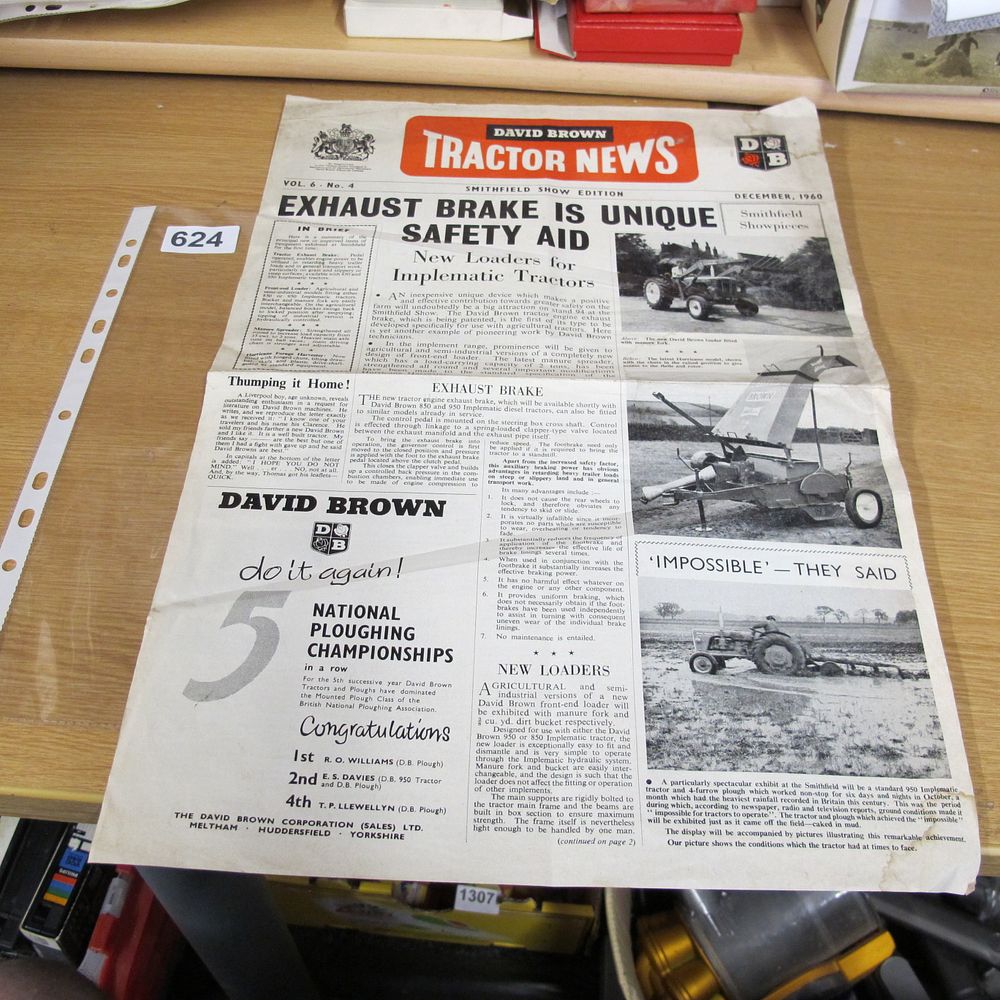 Lot 624: David Brown Tractor News Newsletter Smithfield Show Edition...