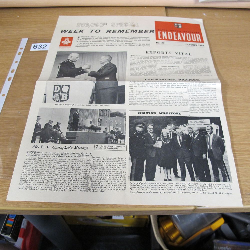 Lot 632: A David Brown Tractors Endeavour Newsletter Issue 30...