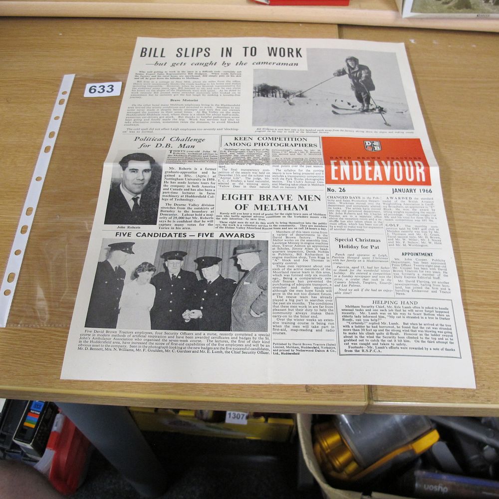 Lot 633: Endeavour David Brown Tractors Staff Newsletter Issue No....