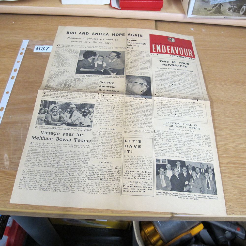 Lot 637: An Issue of Endeavour, David Brown Tractors Employee...