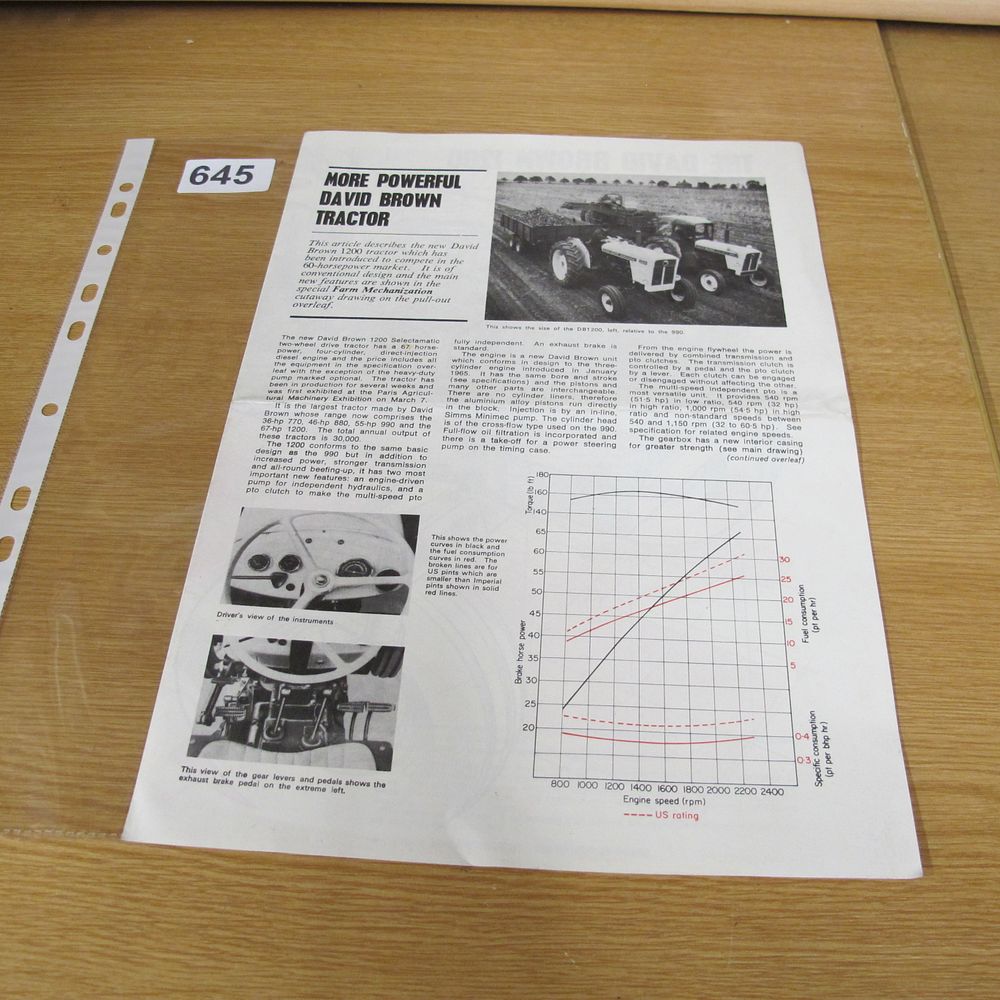 Lot 645: A Printed Technical Article for the David Brown...