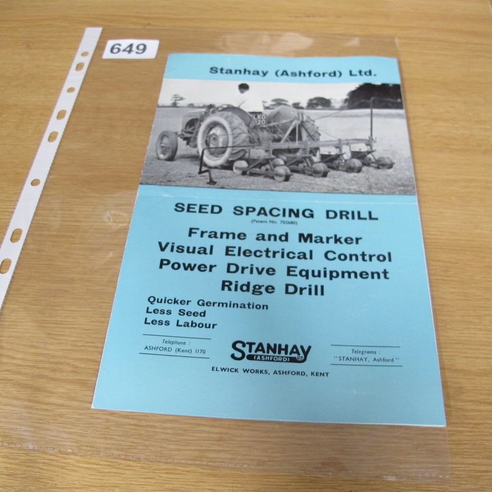 Lot 649: A Stanhay (Ashford) Ltd Seed Spacing Drill Sales...