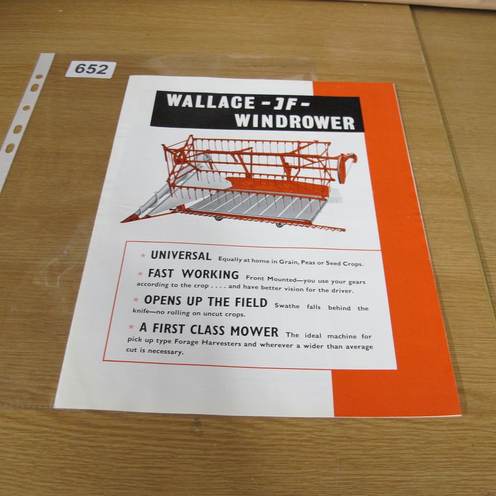 Lot 652: A Wallace-JF-Windrower Mid-20th-Century Agricultural Advertising Leaflet