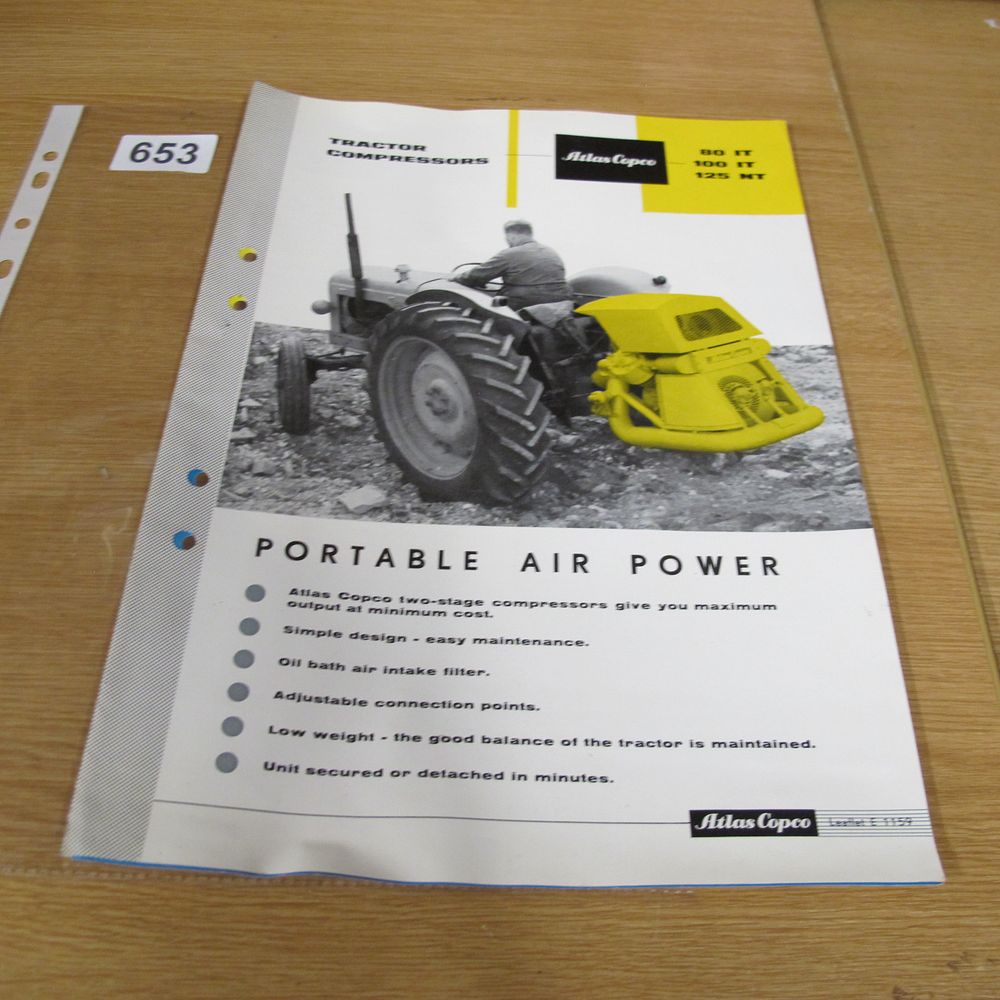 Lot 653: Atlas Copco Tractor Compressors Sales Brochure Leaflet E...