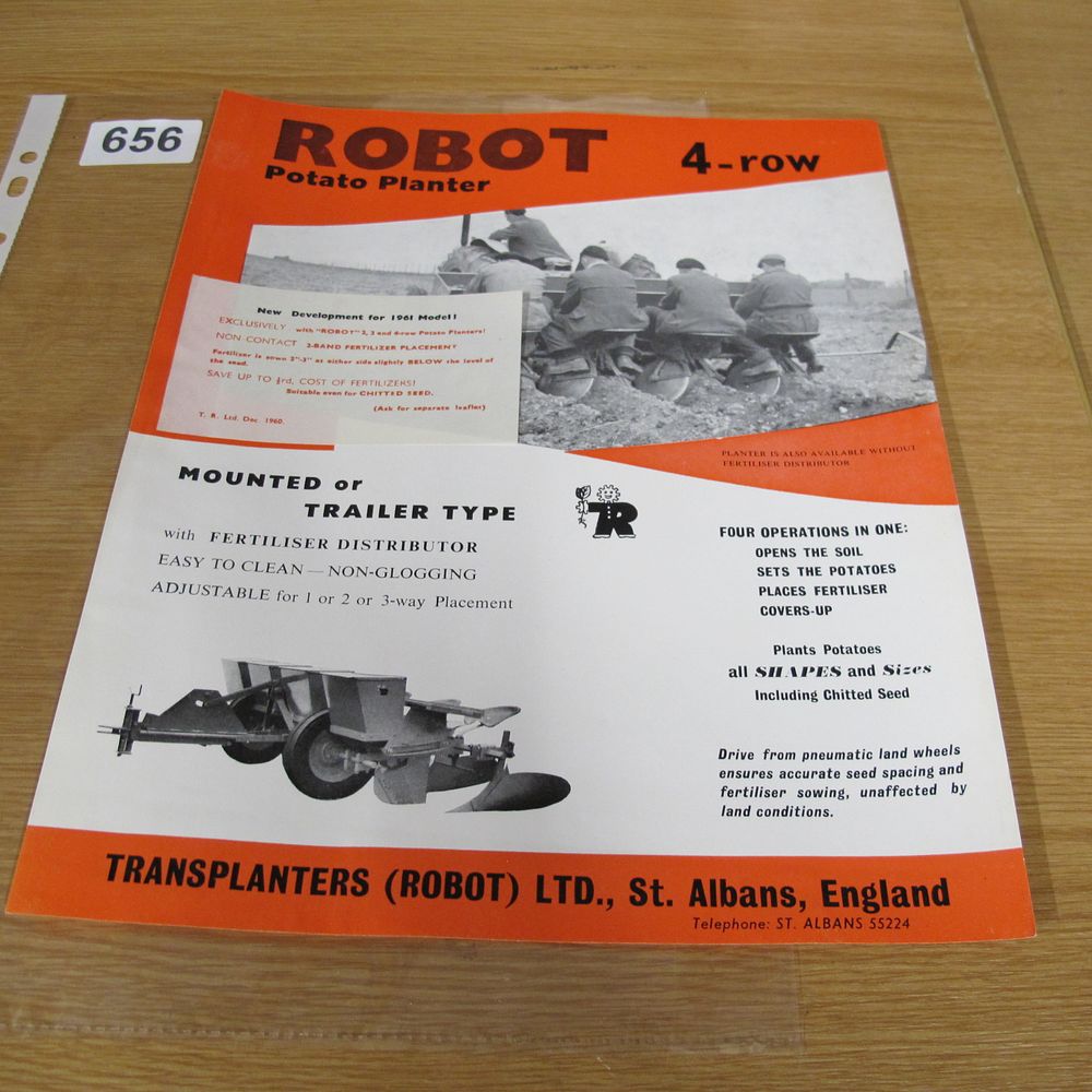 Lot 656: A Transplanters (Robot) Ltd. Robot 4-Row Potato Planter...