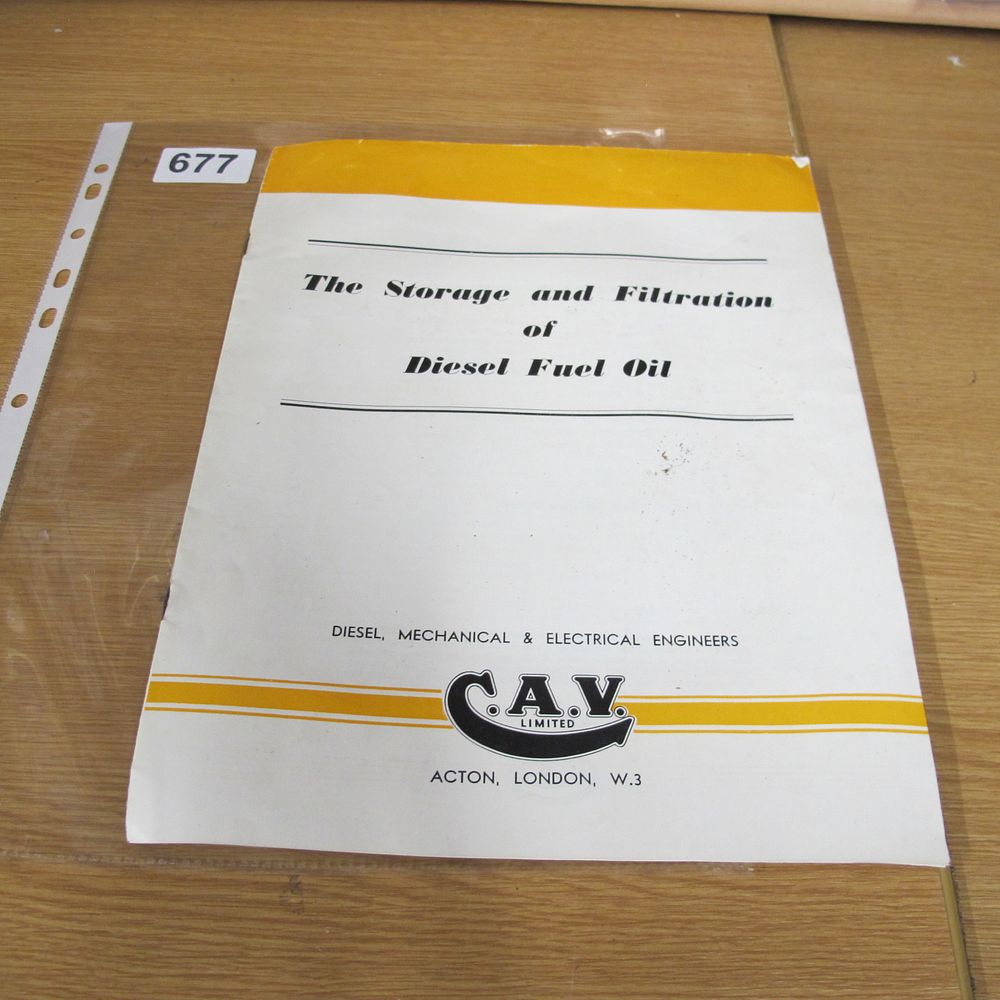 Lot 677: A C.A.V. Limited Technical Booklet The Storage and...