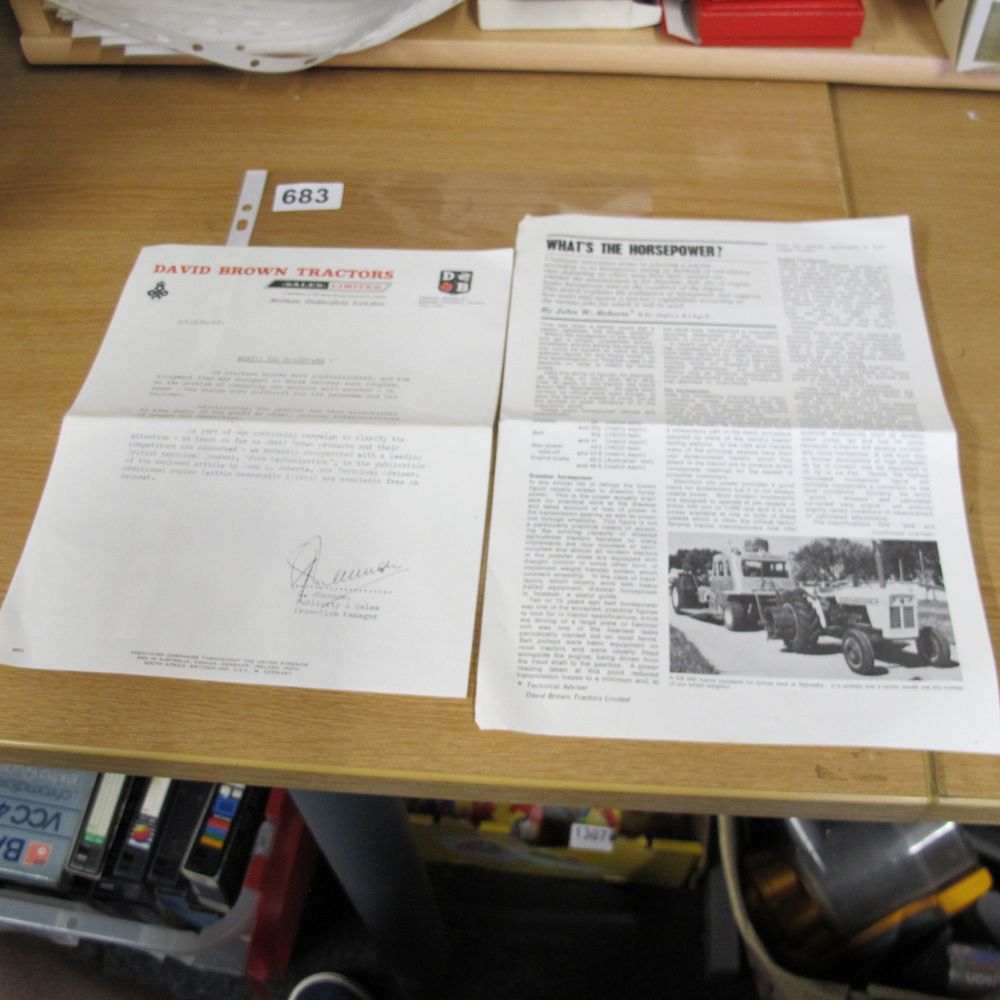 Lot 683: Two David Brown Tractors Printed Documents