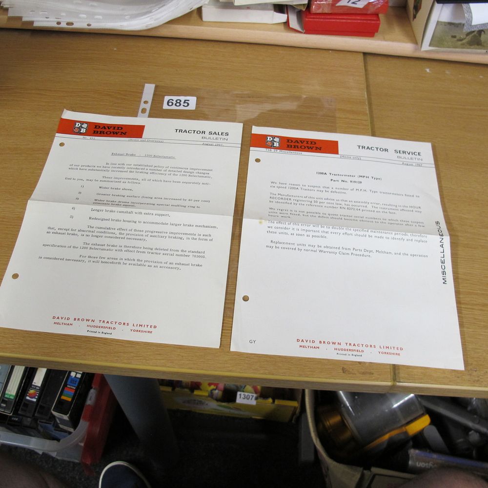 Lot 685: A Pair of David Brown Tractor Sales and...